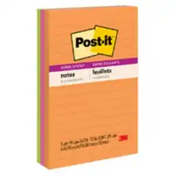 Staples Super Sticky Notes, Rio de Janeiro Collection, 4 x 6, Assorted Colours, 90 Sheets Per Pad offer