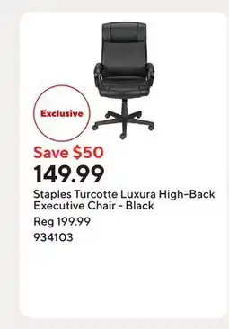 Staples Staples Turcotte Luxura High-Back Executive Chair - Black offer