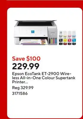Staples Epson EcoTank ET-2900 Wireless All-in-One Colour Supertank Printer - White offer