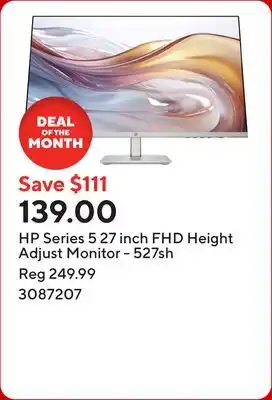 Staples HP Series 5 27 inch FHD Height Adjust Monitor - 527sh offer