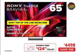 Visions Electronics SONY True RGB BRAVIA 9 II NATIVE 120Hz PANEL XR90M2 4K Smart TV 65 offer