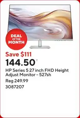 Staples HP Series 5 27 inch FHD Height Adjust Monitor - 527sh offer