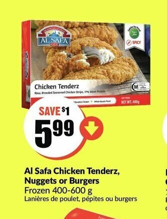 FreshCo Al Safa Chicken Tenderz, Nuggets or Burgers offer