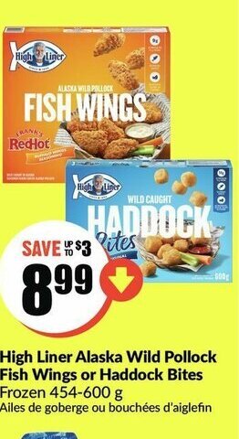 FreshCo High Liner Alaska Wild Pollock Fish Wings or Haddock Bites offer