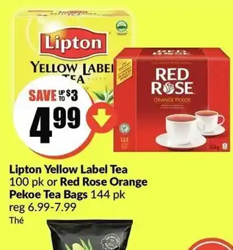FreshCo Lipton Yellow Label Tea or Red Rose Orange Pekoe Tea Bags offer