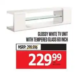 Centre Hi-Fi Glossy white tv unit with tempered glass 60 inch offer