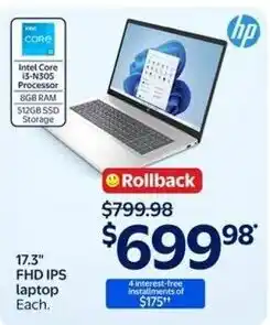 Walmart hp 17.3" FHD IPS laptop offer