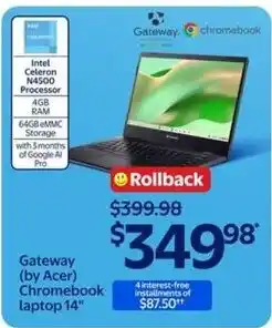 Walmart Gateway Chromebook laptop 14" offer