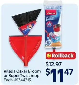 Walmart Vileda Oskar Broom or SuperTwist mop offer