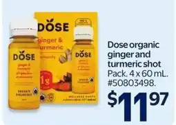 Walmart Dose organic ginger and turmeric shot offer