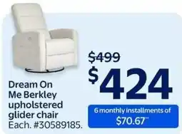 Walmart Dream On Me Berkley upholstered glider chair offer