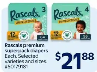 Walmart Rascals premium superpack diapers offer