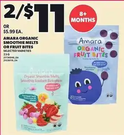 Loblaws Amara organic smoothie melts or fruit bites offer