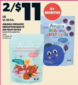 Zehrs Markets Amara organic smoothie melts or fruit bites offer