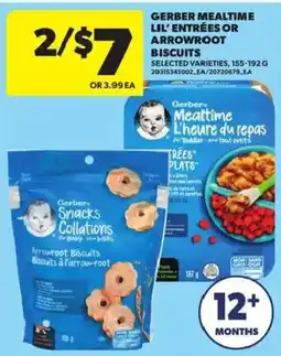 Atlantic Superstore Gerber mealttime l'il entrées or arrowroot biscuits offer