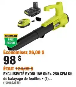 Home Depot Ryobi 18v one+ 250 cfm kit de balayage de feuilles offer