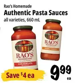 Farm Boy Rao's Homemade Authentic Pasta Sauces offer