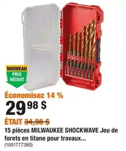 Home Depot Milwaukee shockwave jeu de forets en titane offer