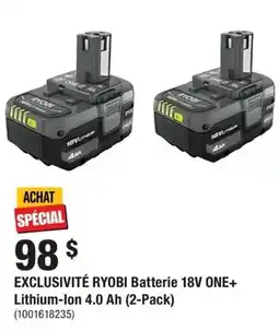 Home Depot Ryobi batterie 18v one+ lithium-ion 4.0 ah offer