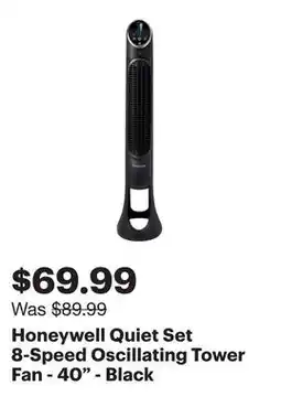 Best Buy Honeywell Quiet Set 8-Speed Oscillating Tower Fan - 40 - Black offer