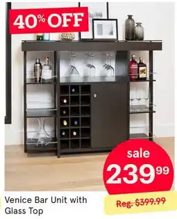 Kitchen Stuff Plus Venice Bar Unit with Glass Top offer
