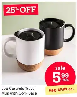 Kitchen Stuff Plus Joe Ceramic Travel Mug with Cork Base offer
