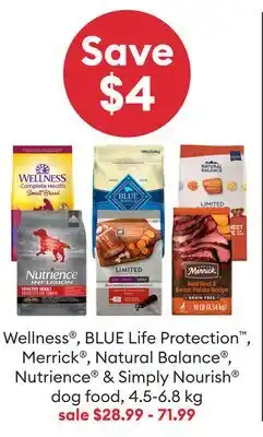 Petsmart Wellness , BLUE Life Protection , Merrick , Natural Balance Nutrience Simply Nourish dog food offer