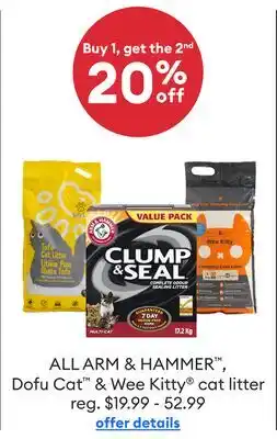 Petsmart ALL ARM & HAMMER, Dofu Cat & Wee Kitty cat litter offer