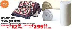 Len's Mill Stores 96 & 120 WIDE PREMIUM QUILT BATTING offer