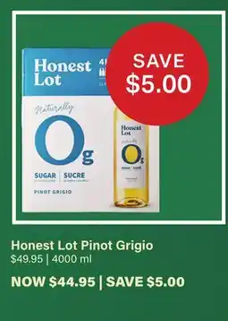 LCBO Honest Lot Pinot Grigio offer