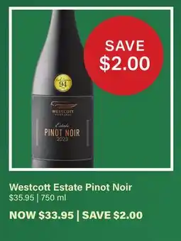 LCBO Westcott Estate Pinot Noir offer