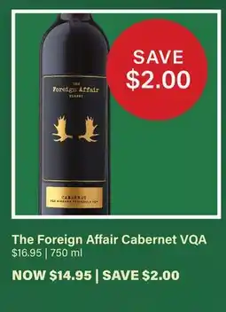 LCBO The Foreign Affair Cabernet VQA offer