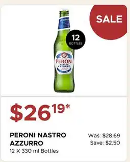 The Beer Store PERONI NASTRO AZZURRO 12 X 330 ml Bottles offer