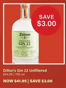 LCBO Dillon's Gin 22 Unfiltered offer