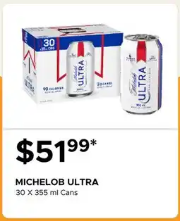 The Beer Store MICHELOB ULTRA 30 X 355 ml Cans offer