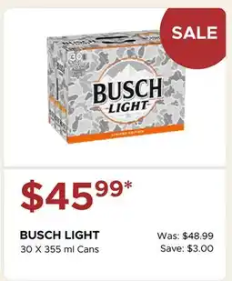 The Beer Store BUSCH LIGHT 30 X 355 ml Cans offer