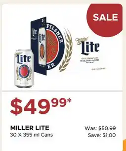 The Beer Store MILLER LITE 30 X 355 ml Cans offer