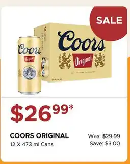 The Beer Store COORS ORIGINAL 12 X 473 ml Cans offer