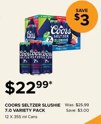 The Beer Store COORS SELTZER SLUSHIE 7.0 VARIETY PACK 12 X 355 ml Cans offer