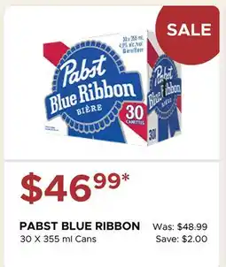 The Beer Store PABST BLUE RIBBON 30 X 355 ml Cans offer