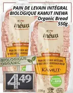 Supermarché PA PAIN DE LEVAIN INTÉGRAL BIOLOGIQUE KAMUT INEWA offer