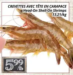 Supermarché PA CREVETTES AVEC TÊTE EN CARAPACE offer