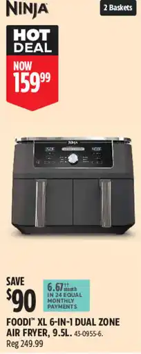 Canadian Tire Ninja Foodi XL 6-in-1 dual zone air fryer offer