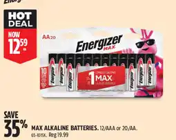 Canadian Tire Energizer max alkaline batteries offer
