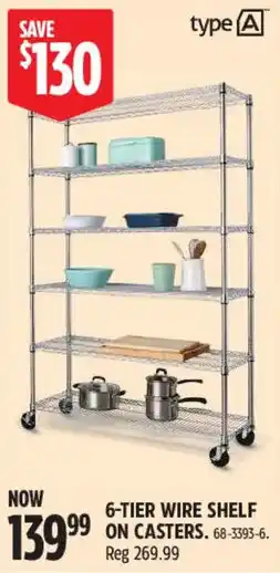 Type A 6-tier wire shelf on casters