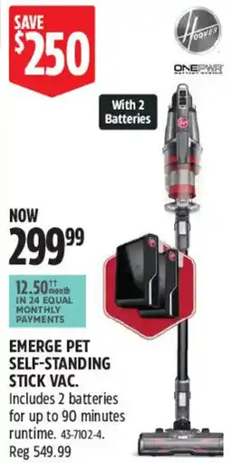 Canadian Tire Hoover emerge pet self-standing stick vac offer