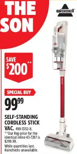 Canadian Tire Bissell self-standing cordless stick vac offer