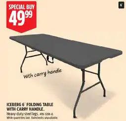 Canadian Tire Iceberg 6' folding table with carry handle offer