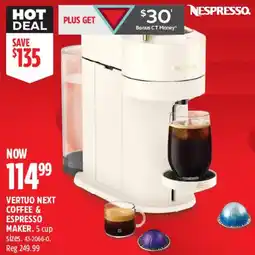 Canadian Tire Nespresso vertuo next coffee & espresso maker offer