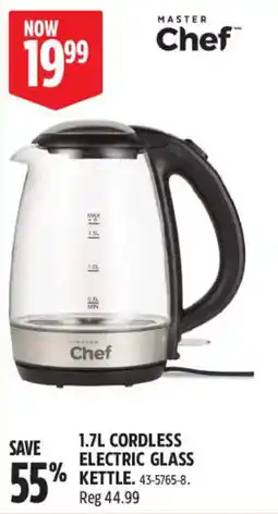 Canadian Tire Master Chef 1.7L cordless electric glass kettle offer